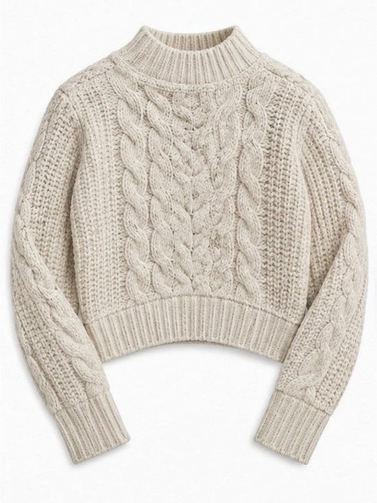 Free People Sweaters - Free People Easy Street Crop Pullover Cream Cable Knit Sweater - S